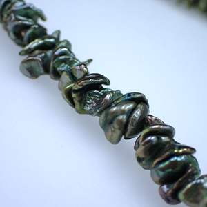 Freshwater Cultured Metallic Green Keshi Pearls